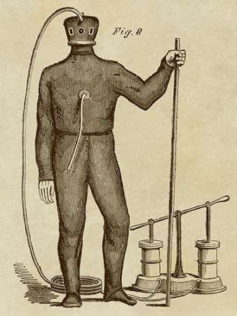 Wall art: Diving Gear with Suit and Air Pump, by Inventions