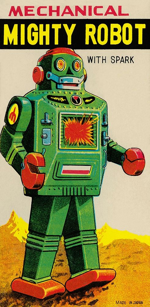 Wall Art Painting id:268641, Name: Mechanical Mighty Robot, Artist: Retrobot