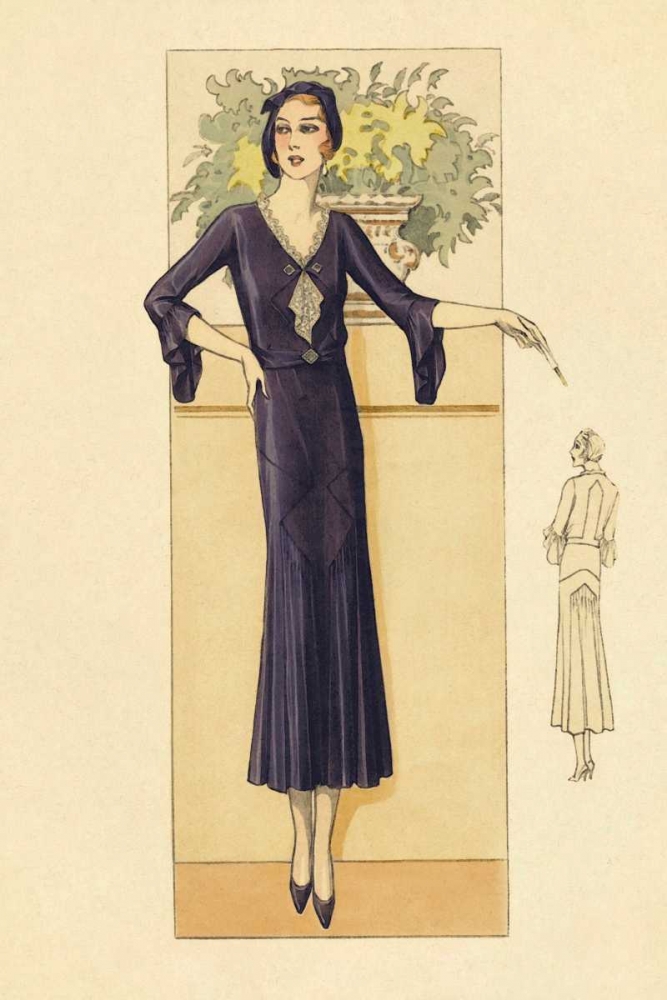 Wall Art Painting id:96920, Name: Daytime Dress in Navy, Artist: Vintage Fashion