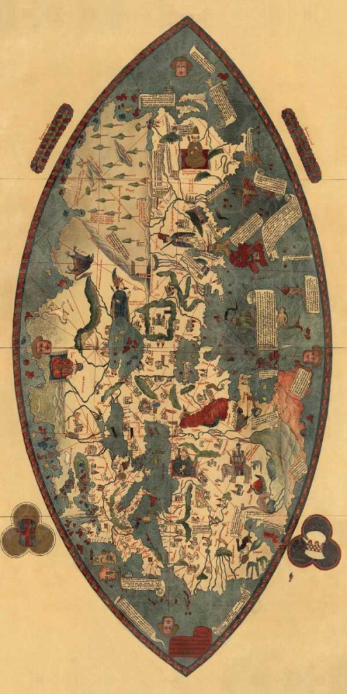 Wall Art Painting id:96352, Name: Genoese World Map, Artist: Toscanelli, Paolo del Pozzo