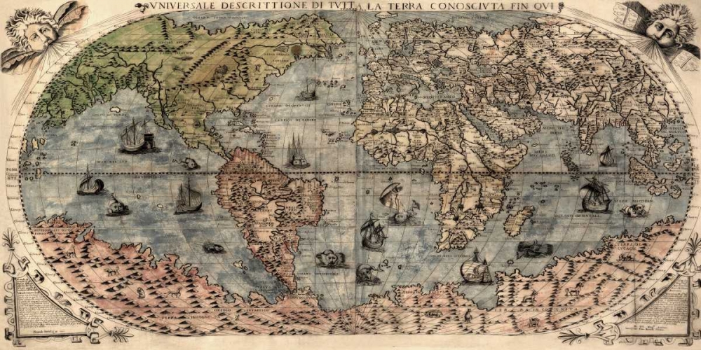 Wall art: Universal Description of the Whole World, by Forlani, Paolo