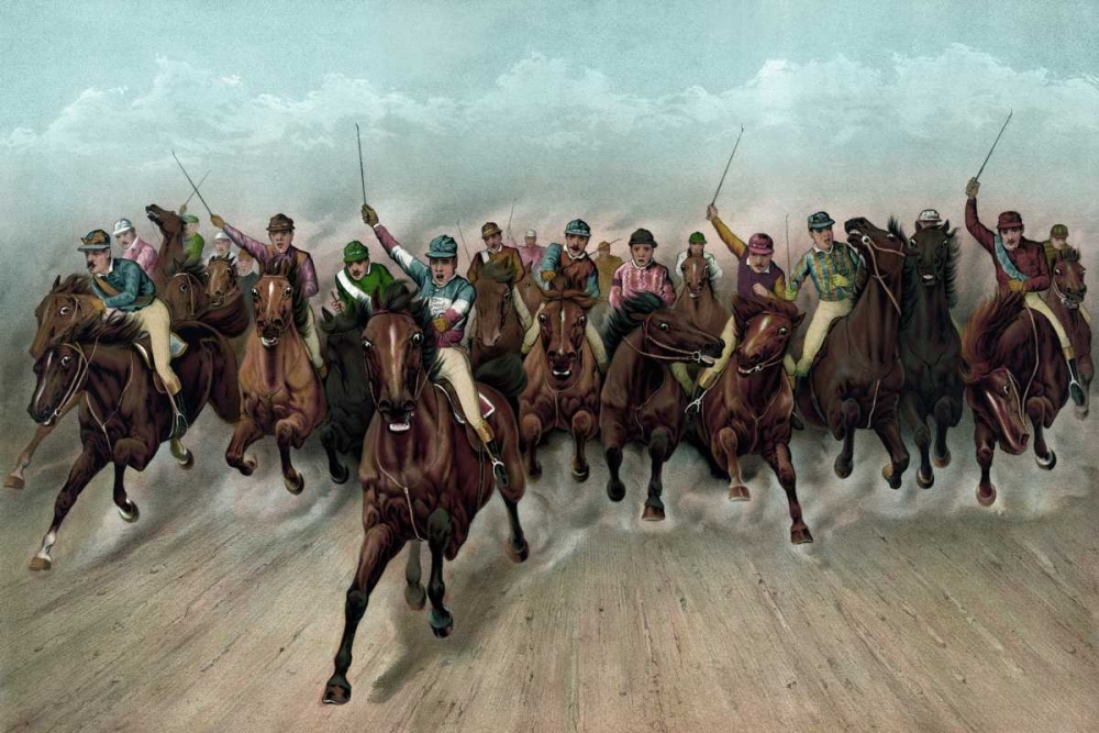 Wall Art Painting id:96065, Name: A Great field in a grand rush, Artist: Currier and Ives