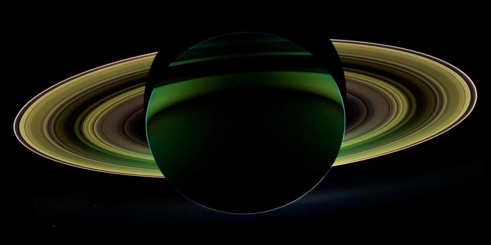 Wall art: The dark side of Saturn viewed from Cassini, December 18, 2012, by NASA