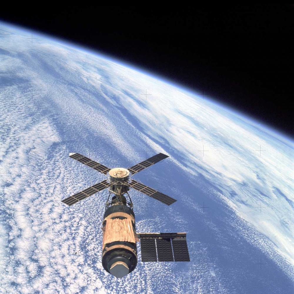 Wall art: Skylab Orbital Workshop, viewed from Skylab 4 CSM, 1974, by NASA