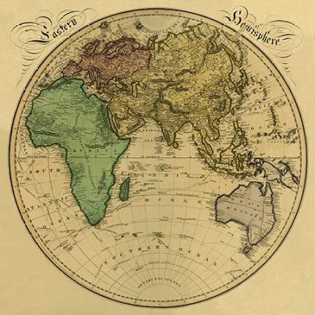 Wall art: Eastern Hemisphere, 1831 - Tea Stained, by Lizars, Daniel