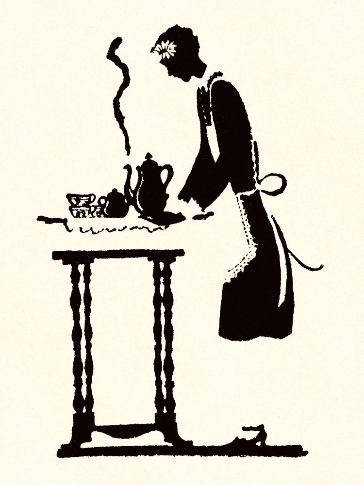 Wall Art Painting id:268205, Name: Maid Prepares Hot and Steaming Coffee, Artist: Parrish, Maxfield