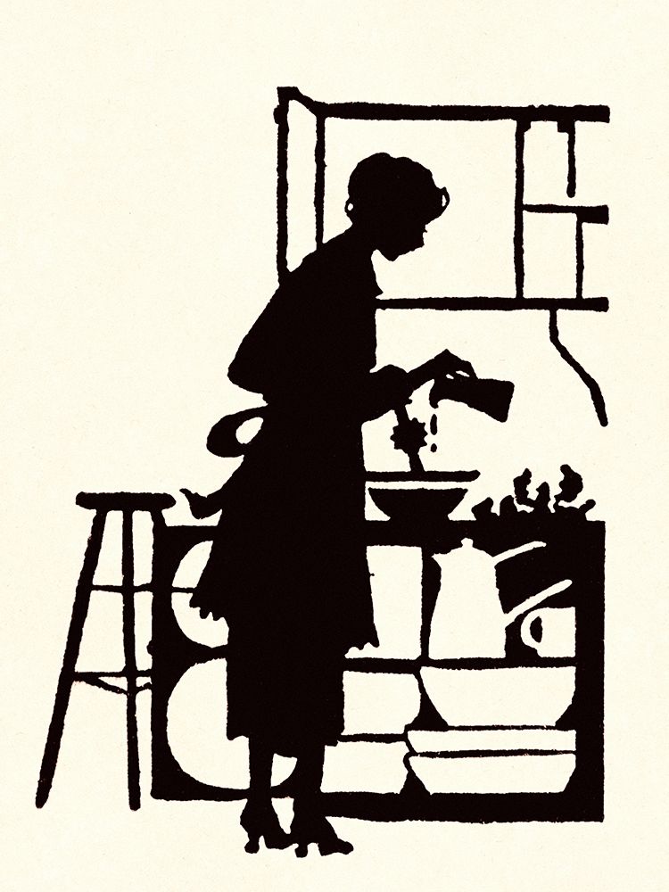 Art Print: Homemaker Waters Plants in a Home