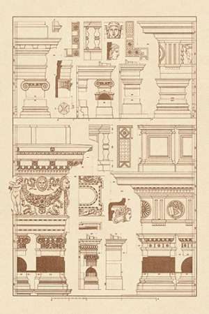 Wall art: Details of Basilica at Vicenza and Library at Venice, by Buhlmann, J.
