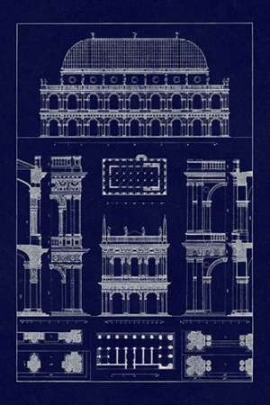 Wall Art Painting id:188550, Name: Basilica at Vicenza and Library of St. Marks at Venice (Blueprint), Artist: Buhlmann, J.