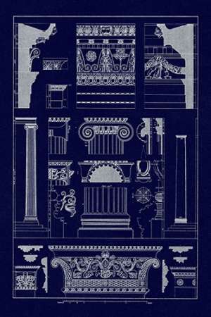 Wall Art Painting id:188593, Name: Entablatures and Capitals (Blueprint), Artist: Buhlmann, J.