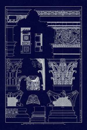 Wall art: Entablatures, Capitals and Bases (Blueprint), by Buhlmann, J.