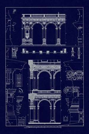 Wall art: Porch of the Cathedral of Spoleto and Arcade from Palazzo Farnese (Blueprint), by Buhlmann, J.
