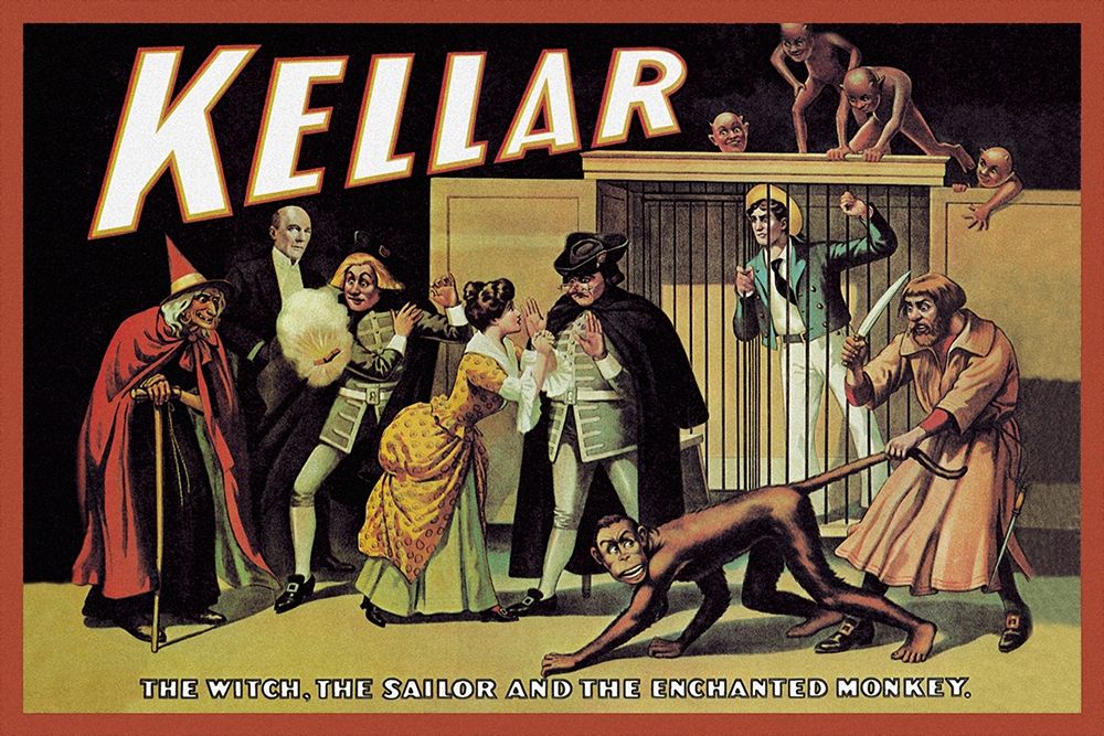 Art Print: Magicians: Kellar: The Witch, the Sailor and the Enchanted Monkey