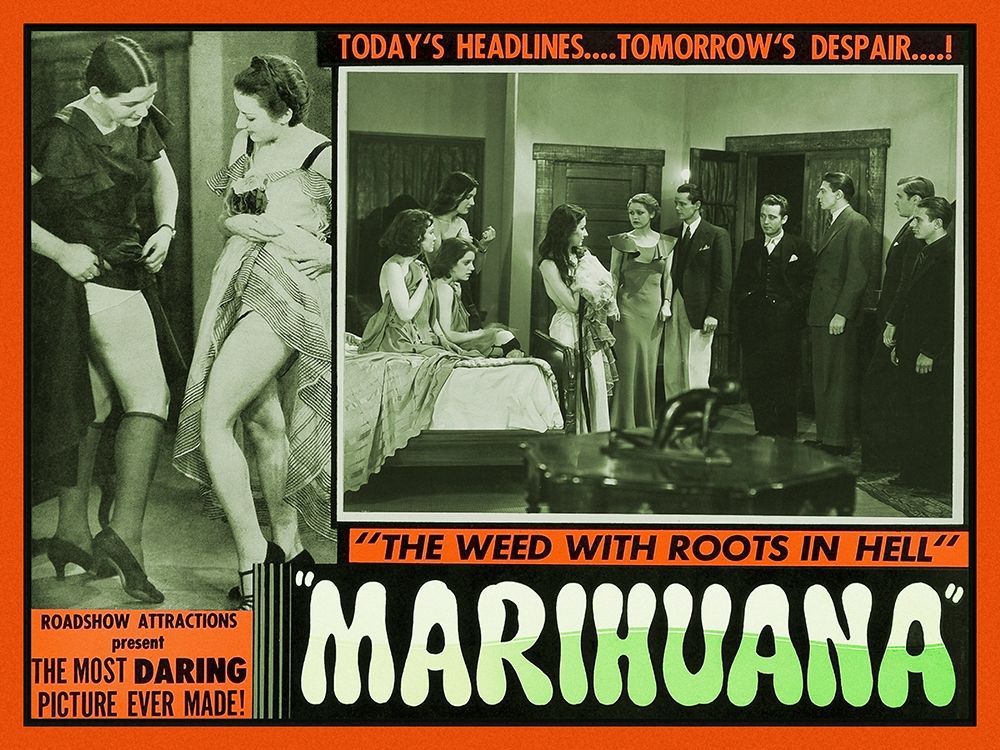 Wall Art Painting id:270009, Name: Vintage Vices: Marihuana: The Weed With Roots in Hell, Artist: Vintage Vices
