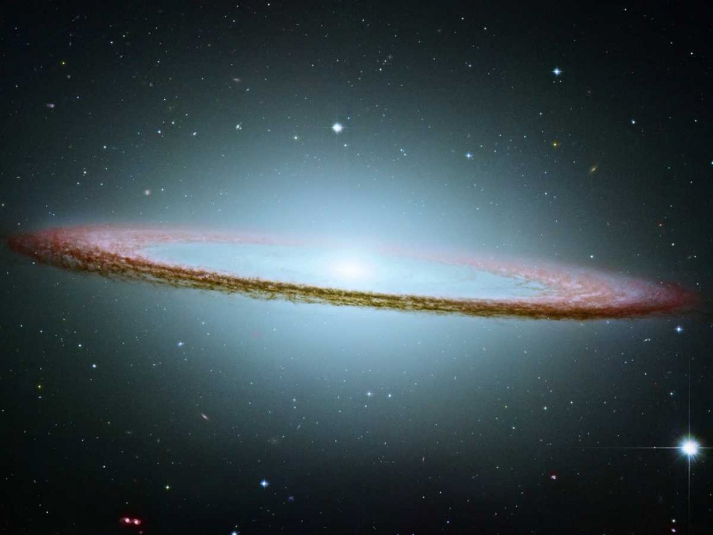 Wall Art Painting id:93099, Name: M104 - The Sombrero Galaxy - Colored with Infrared Data, Artist: NASA