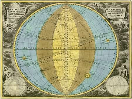 Wall Art Painting id:188657, Name: Maps of the Heavens: Hemisphaeria SphaeraMaps, Artist: Cellarius, Andreas