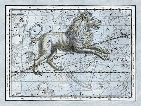 Wall Art Painting id:188687, Name: Maps of the Heavens: Leo - The Nemean Lion, Artist: Jamieson, Alexander