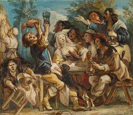 Wall Art Painting id:188753, Name: A Merry Company, Artist: Jordaens, Jacob
