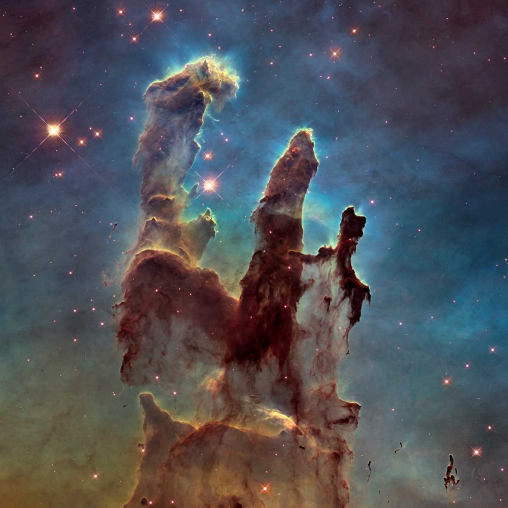 Wall Art Painting id:93189, Name: 2014 Hubble WFC3/UVIS  High Definition Image of M16 - Pillars of Creation, Artist: NASA