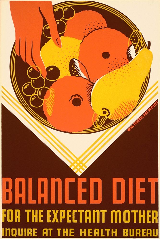 Art Print: Balanced diet for the expectant mother.