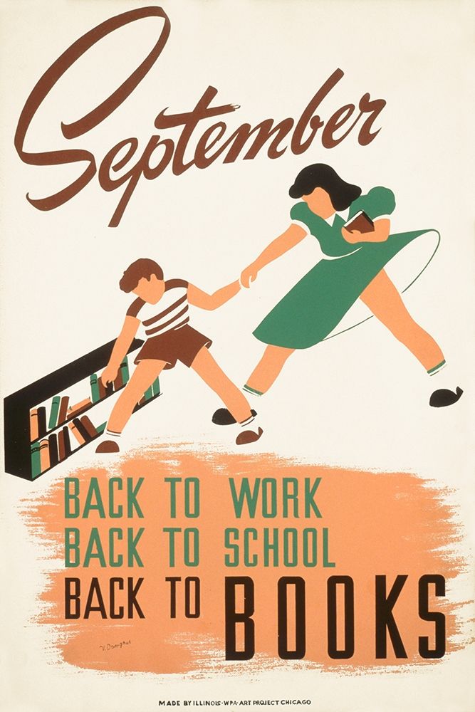Art Print: September - back to work - back to school - back to BOOKS