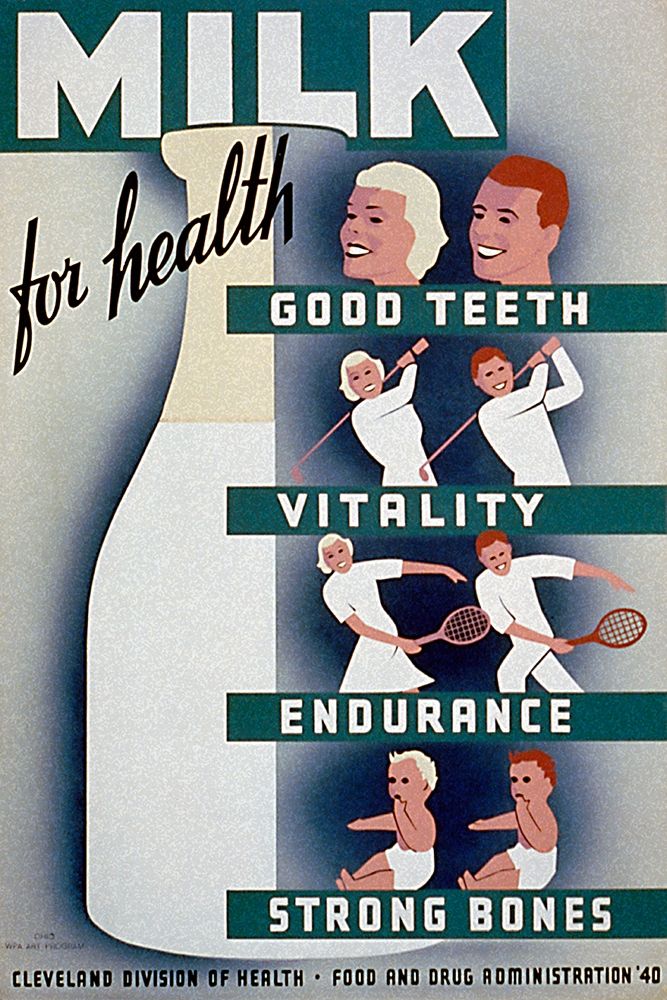 Art Print: Milk - for health, good teeth, vitality, endurance, strong bones
