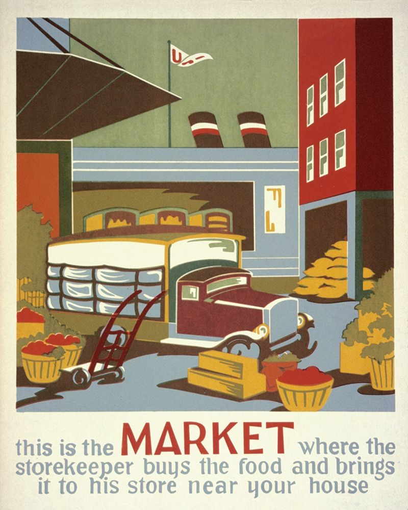 Wall Art Painting id:270171, Name: This is the market where the storekeeper buys the food, Artist: WPA
