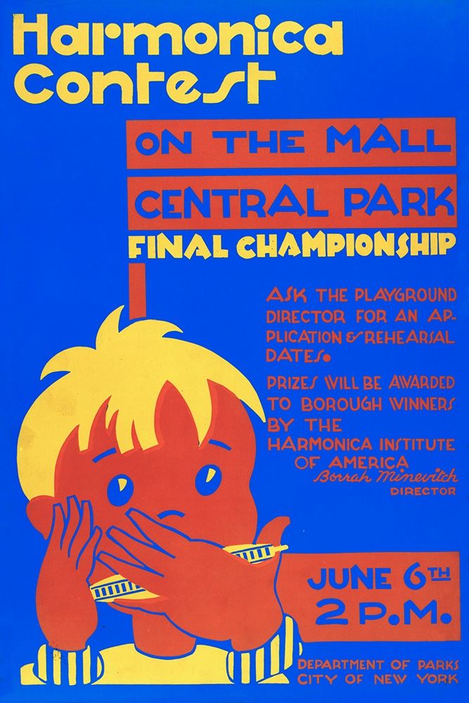 Art Print: Harmonica Contest in Central Park