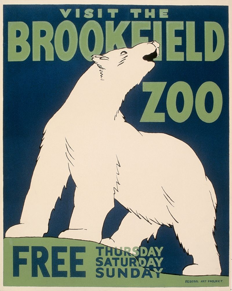 Wall Art Painting id:270174, Name: Visit the Brookfield Zoo - Polar Bear, Artist: WPA