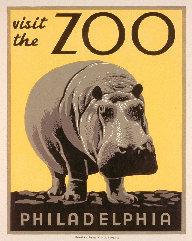 Art Print: Visit the zoo - Philadelphia - Hippo