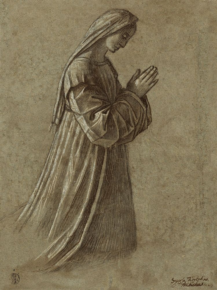 Art Print: Study of the Virgin (recto); Study of the Virgin and of Hands (verso)