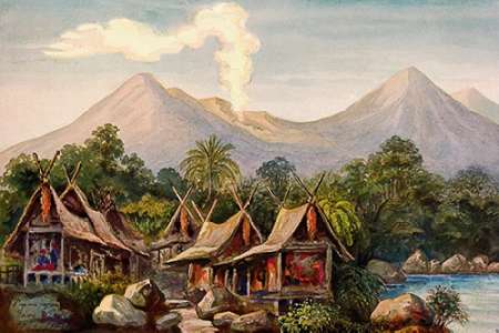 Wall Art Painting id:189041, Name: Vulkan Papandajan auf Java, Artist: Haeckel, Ernst