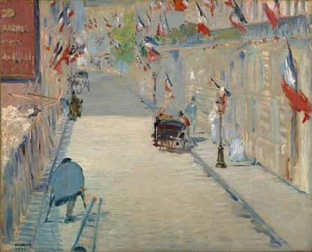 Wall Art Painting id:189084, Name: The Rue Mosnier with Flags, Artist: Manet, Edouard