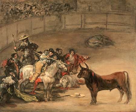 Wall art: Bullfight, Suerte de Varas, by Goya, Francisco de