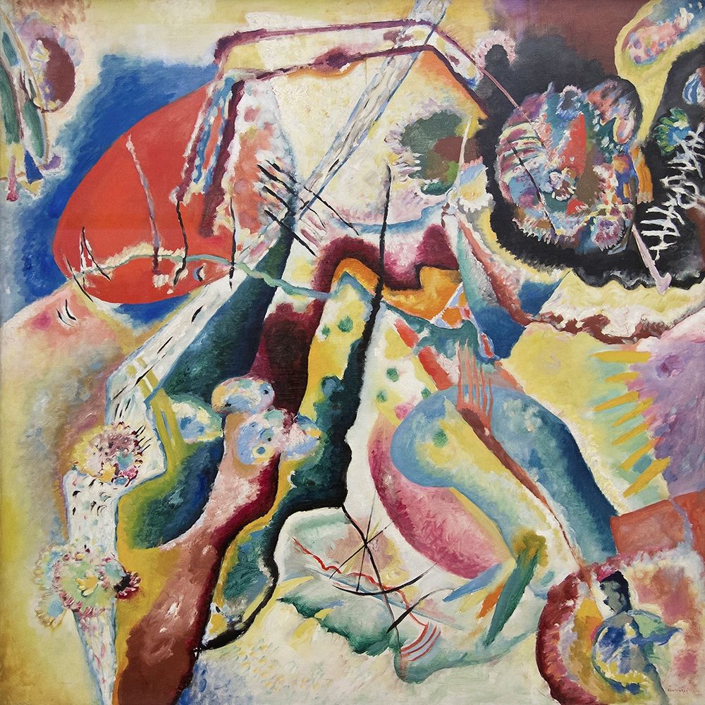 Wall Art Painting id:267760, Name: Painting with a Red Spot (Bild mit rotem Fleck), 1914, Artist: Kandinsky, Wassily