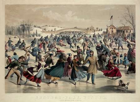 Wall Art Painting id:189190, Name: Central-Park, Winter - The Skating Pond, New York, 1862, Artist: Ives, Currier and