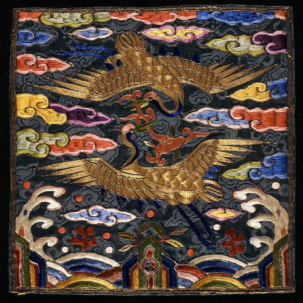 Wall Art Painting id:198263, Name: Pair of Badges (Hyungbae) of the Upper Civil Rank with Two Cranes, Artist: Unknown
