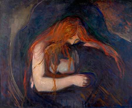 Wall Art Painting id:189516, Name: Vampire, 1895, Artist: Munch, Edvard