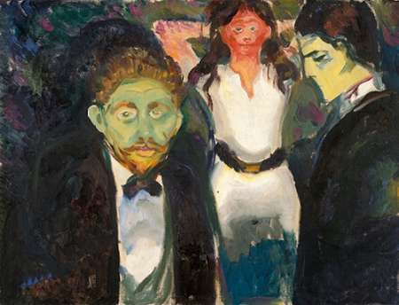 Wall Art Painting id:189531, Name: Jealousy, 1907, Artist: Munch, Edvard