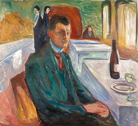 Art Print: Self-Portrait with a Bottle of Wine, 1906