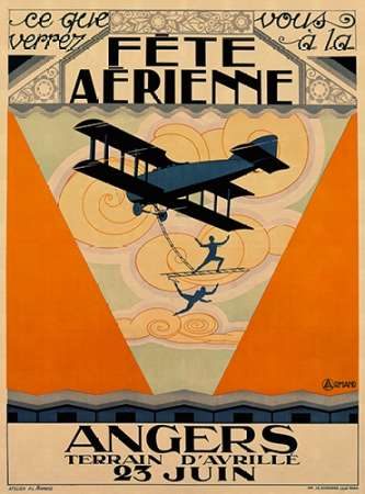 Wall art: Fete Aerienne Angers - Vintage Aged Paper Style, by Armand, Armand P.L.