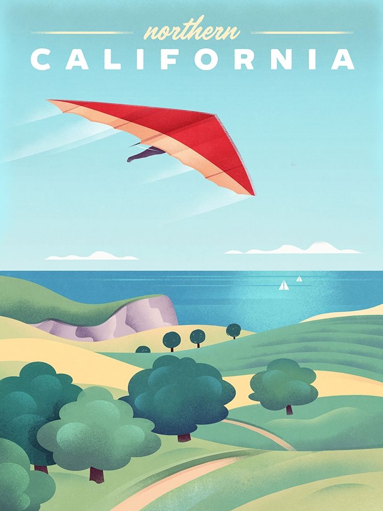 Art Print: Northern California - Hang Gliding