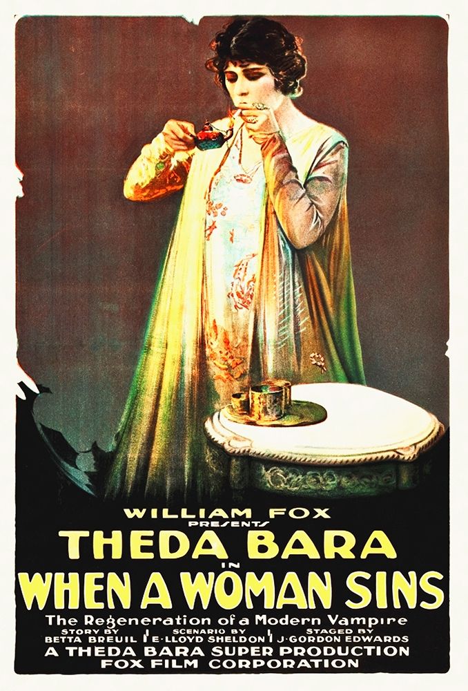 Wall Art Painting id:271422, Name: Theda Bara, When A Woman Sins Poster, Artist: Hollywood Photo Archive