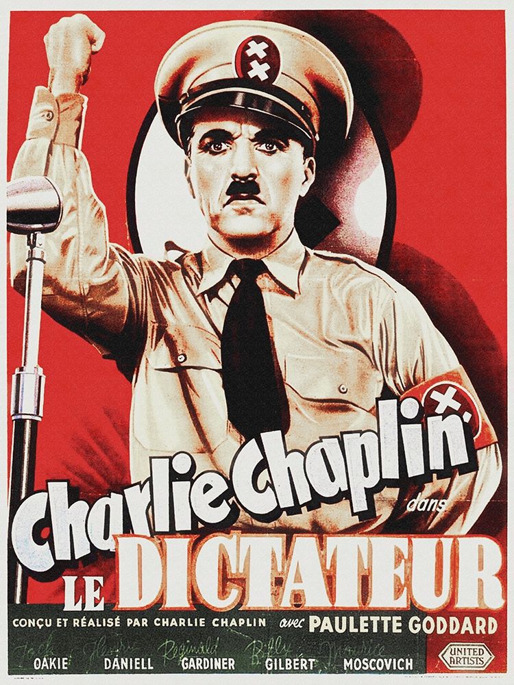 Wall art: Charlie Chaplin - French - The Great Dictator, 1940, by Hollywood Photo Archive