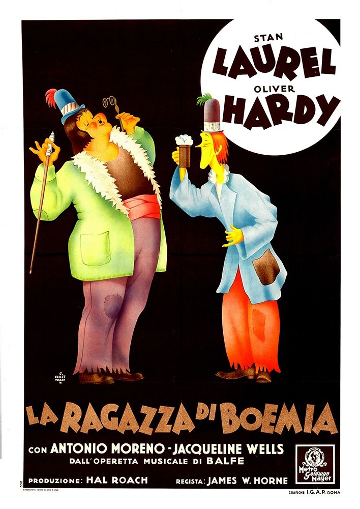 Art Print: Laurel and Hardy - Italian - The Bohemian Girl