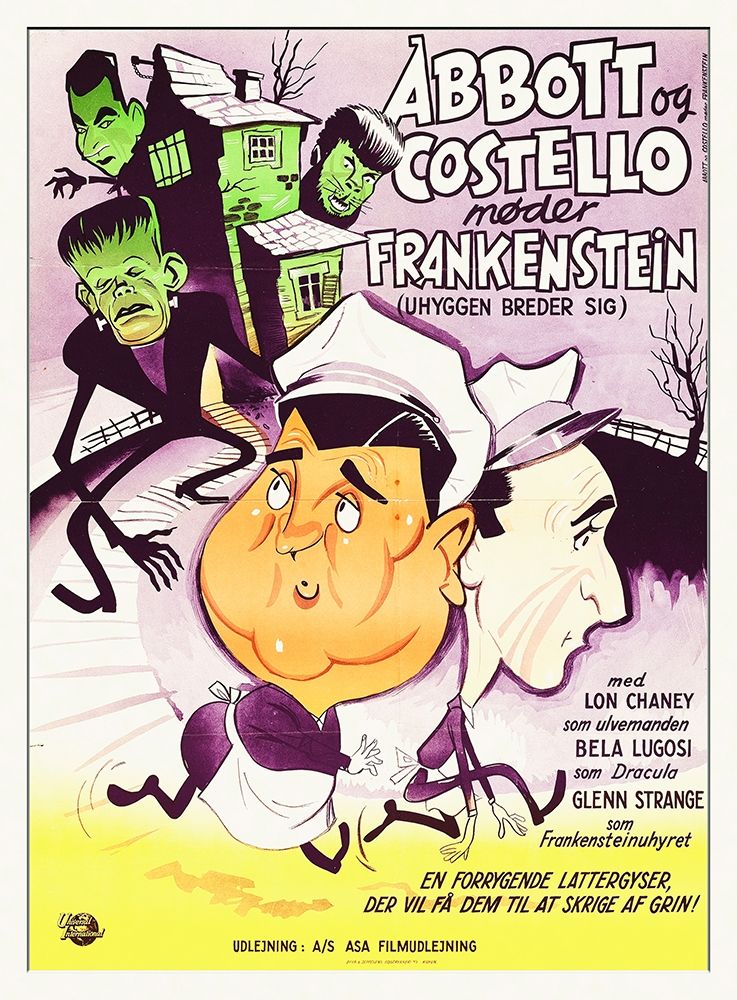 Art Print: Abbott and Costello - Danish - Meet Frankenstein