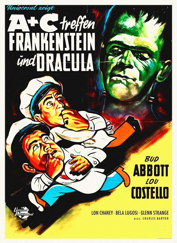Art Print: Abbott and Costello - German - Frankenstein And Dracula