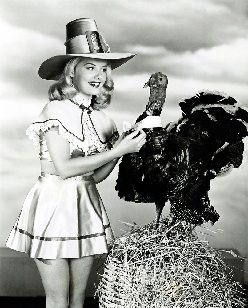 Wall Art Painting id:272479, Name: Doris Day with a Thanksgiving Turkey, Artist: Hollywood Photo Archive