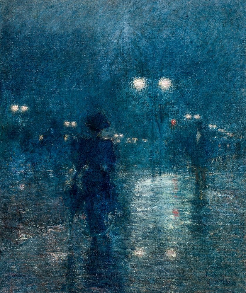 Wall Art Painting id:337367, Name: Fifth Avenue Nocturne, Artist: Hassam, Childe