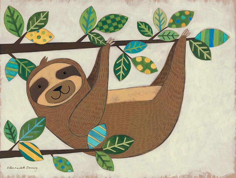 Wall Art Painting id:221106, Name: Hanging Sloth, Artist: Deming, Bernadette